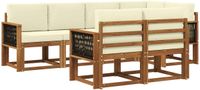vidaXL - Buiten - bank - set - 7 - st - Natuurlijk - en - Crème - Polyester