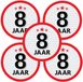 Bellatio Decorations 8 jaar leeftijd sticker - 10x - rond - Dia 15 cm - 8 jaar verjaardag - jubileum - leeftijd versiering