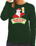 Bellatio Decorations Shoppartners Bv Foute kersttrui / sweater voor dames - groen - Dronken Kerstman met biertje 2XL