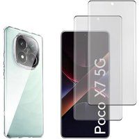 Phonillico® Case voor Xiaomi Poco X7 5G en 2 gehard glas screenprotector