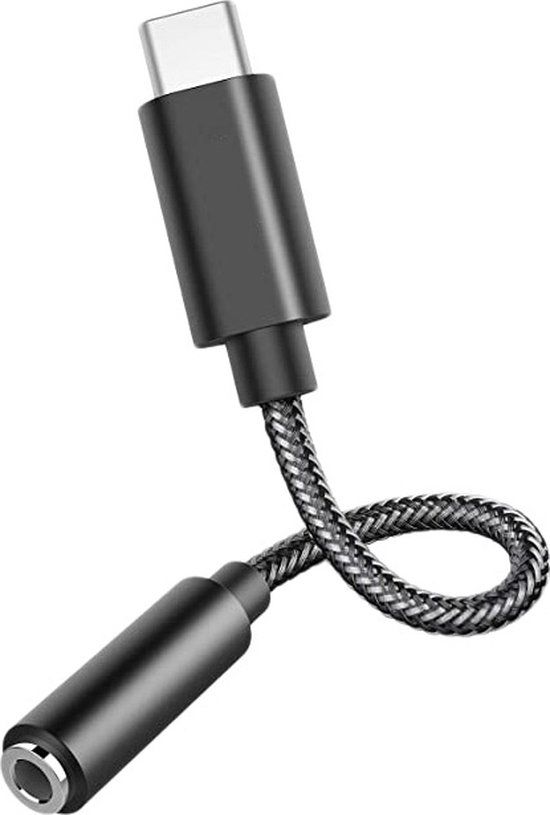 DLH DY-TU4560 USB-C naar 3.5 mm Audio Adapter Kabel 13 cm Zwart