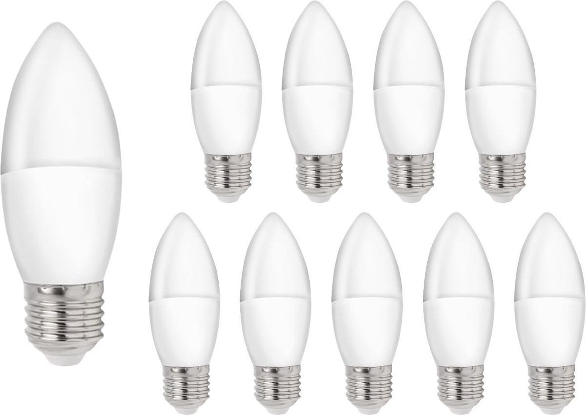 SSA Voordeelpak 10 stuks - E27 LED kaarslampen - Type C37 4W vervangt 30W - 3000K warm wit licht