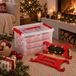 Sunware Boîte de rangement - pour 60 boules de Noël - avec enrouleurs de guirlandes lumineuses - rouge