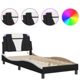 VidaXL Bedframe "Viana" met LED, zonder matras, zwart en wit, 140x190 cm