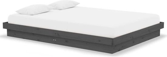 vidaXL Bedframe massief hout grijs 140x190 cm