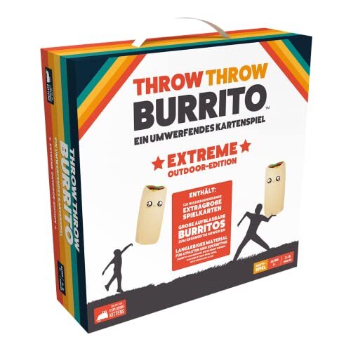 Asmodee Throw Throw Burrito Extreme Outdoor Edition Partyspel, kaartspel, 2-6 spelers, vanaf 7 jaar, 15 minuten, Duits