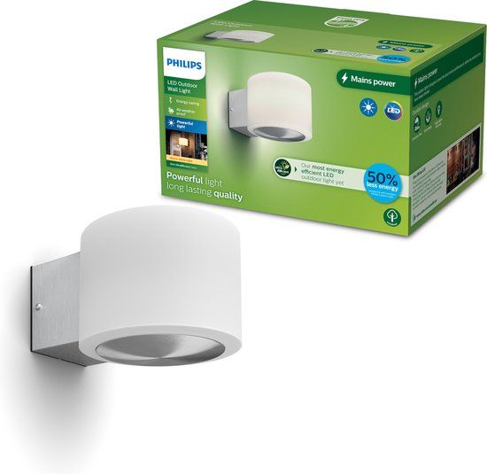 Philips LED Philips Otis Wandlamp - UltraEfficient LED - Buitenlamp - 4.3W - Warmwit licht; 2700K - Roestvast staal