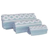 Set Diamond Badhanddoeken Set van 3, Badstof, 450 g/m², 50 x 30 cm, 100 x 50 cm, Middenblauw