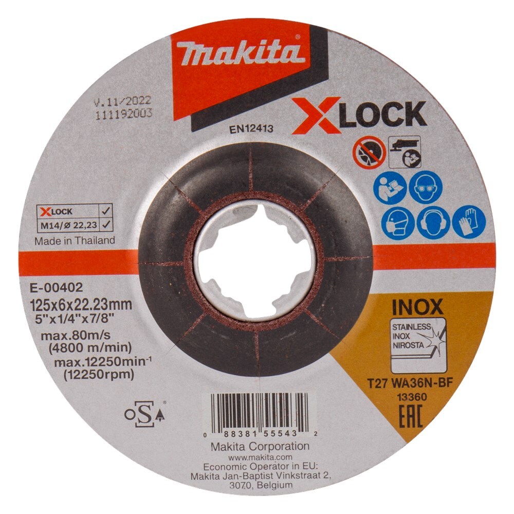 Makita Afbraamschijf X-Lock 125X6,0X22,23mm RVS - E-00402
