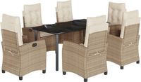 vidaXL 7-delige Tuinset met Kussens Poly Rattan Beige
