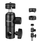 NEEWER Adapter voor lichtstandaard met koude schoen en 1/4 inch schroef mini-kogelkop, omkeerbare montageplaat voor cameramonitor ringlicht, past op platte kop/giekarm/C-standaard, max. belasting 10