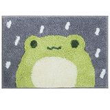 Ankah Badmat schattig douchetapijt, luxe ruig hoog absorberend en antislip, machinewasbaar, geschikt voor badkuip, douche en badkamer, 45,7 x 66 cm, kleine kikker