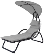 Viking Choice Ligstoel tuin - met zonnescherm - 189 x 73 cm - grijs