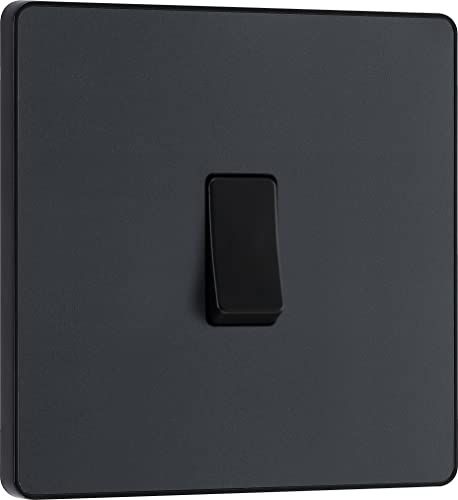BG Electrical BG Evolve Matt Grey (Black Ins) Enkele tussenliggende lichtschakelaar, 20A 16Ax - 5050765184526