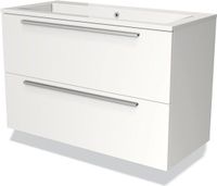 Maxaro Badkamermeubel 100cm Modulo Mat Wit 2 Lades Vlak Wastafel Mineraalmarmer - 6095827798760