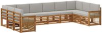 vidaXL - Hoek loungeset - Acacia hout - Naturel en lichtgrijs