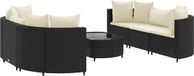 vidaXL 7-delige loungeset met kussens, polyrattan, zwart