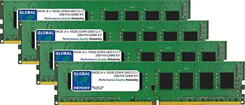 GLOBAL MEMORY 64GB (4 x 16GB) DDR4 2400MHz PC4-19200 288-PIN DIMM GEHEUGEN RAM KIT VOOR PC-DESKTOPS/MOEDERBORDEN