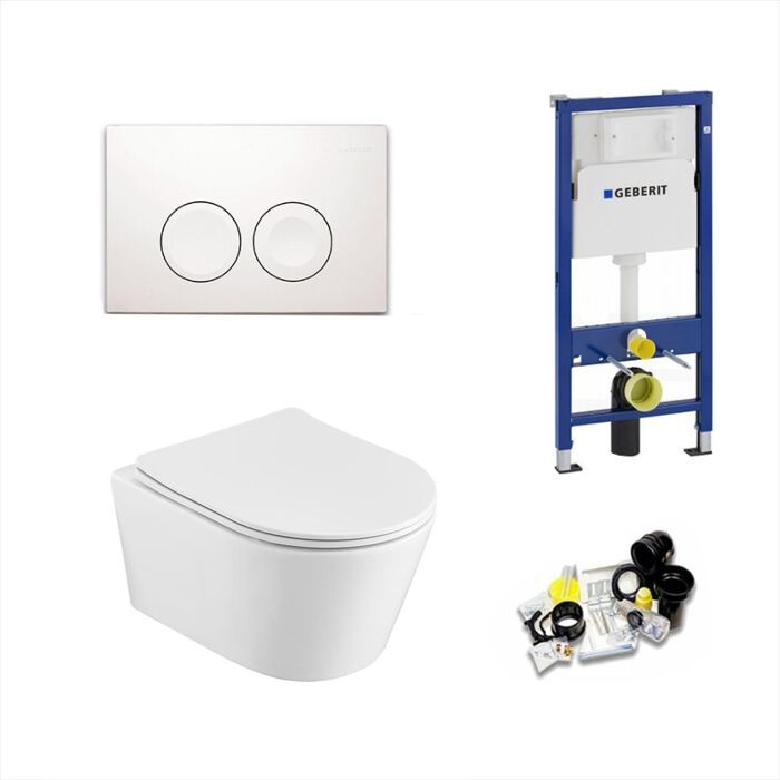 Geberit UP100 Toiletset Sani Royal Easy Flush Slim Rimfree Compact 49 cm Delta 21 wit