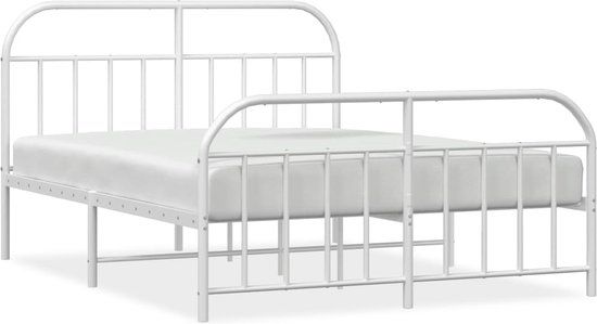 vidaXL Bedframe met hoofd- en voeteneinde Metaal Wit 140x200 cm