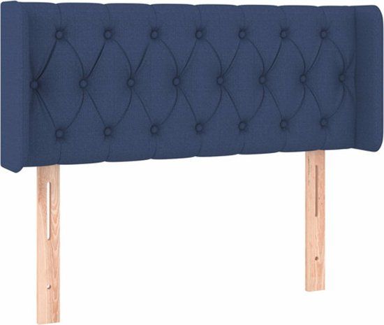 vidaXL Hoofdbord met randen 93x16x78/88 cm stof blauw