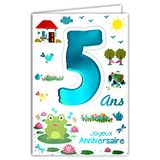 Age MV 69-2005 kaart Joyeux Anniversaire 5 jaar kinderen jongens meisjes kikker zeeroos boerderij tractor campagne