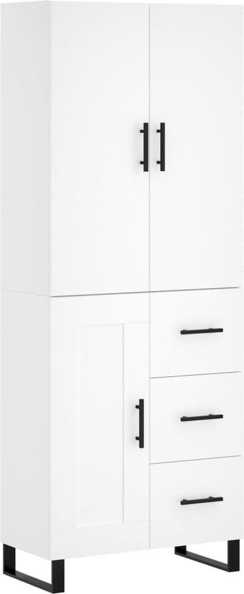 vidaXL Hoge kast 69,5x34x180 cm bewerkt hout wit