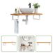 Living Store plateau de lavabo avec support, acier et chêne massif