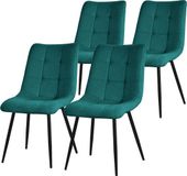ML-design Eetkamerstoelen set van 4 petrol met polyester hoes en stalen poten