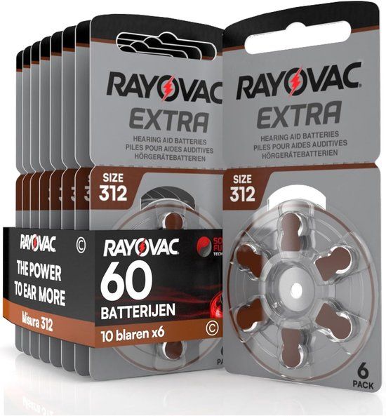 Rayovac Extra 312 Hoorbatterijen - 60 stuks