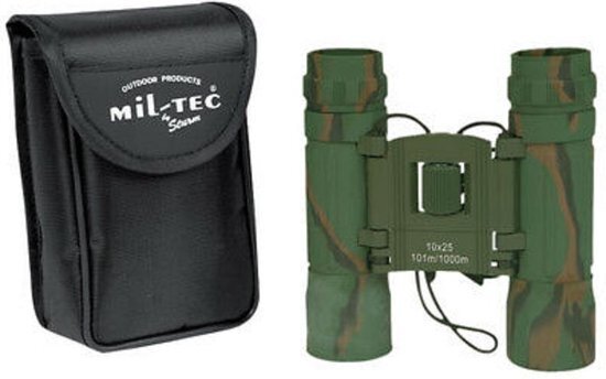 Mil-Tec verrekijker 10x25 woodland met tas