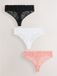 Next - Dames - Set van 3 No VPL strings met hoge taille en kanten voorzijde - Zwart