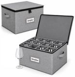 Relaxdays Opbergbox voor Servies - Set van 2 - Grijs