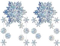 Merkloos / Sans marque Shoppartners Bv 3D Sneeuwvlok Hangdecoratie Mobiel - 2 Stuks - Wit - Kunststof - 56 cm