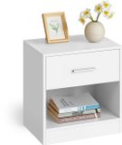 VASAGLE Nachttafel, bijzettafel, met lade, handvat, open vak, salontafel, voor slaapkamer, woonkamer, klassiek wit