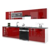 B BELINI GROUP BELINI Keukenblok ITALIA 4 - Keukenmeubel Set 260 cm Rood met Werkbladen - Boven- en Onderkasten