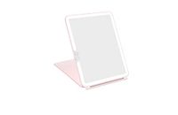WEILY Make-upspiegel met verlichting, make-upspiegel, drie kleuren, instelbare led-cosmeticaspiegel, 2000 mAh, USB-oplaadbaar, verlichte tafelspiegel, make-upspiegel voor op reis (roze)
