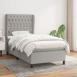 vidaXL Boxspringbed met matras, stof, lichtgrijs, 90x190 cm