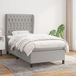 vidaXL Boxspringbed met matras, stof, lichtgrijs, 90x190 cm