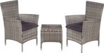 Ensemble de bistro 3 pièces polyrattan gris