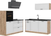 Vicco Complete keukeneenheid R-Line, Wit landelijk/Goudkleurig Eiken, 160 cm zonder werkblad