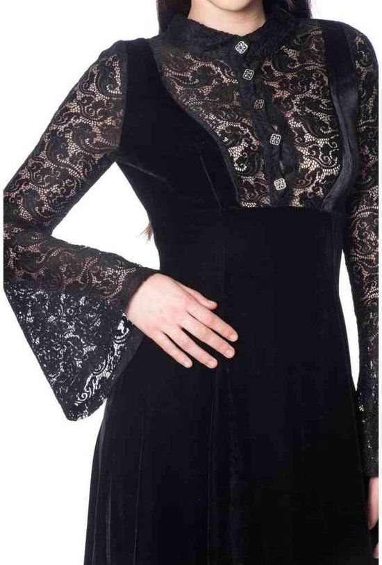 Banned Velvet and Lace Dames Mini-jurk - zwart - XL