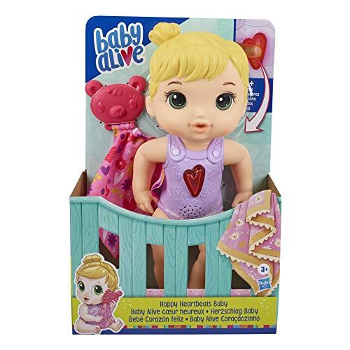 Baby Alive Happy Heartbeats babypop - Reageert op spelen met meer dan 10 geluiden en knipperend hart - Speelgoed voor kinderen vanaf 3 jaar en ouder
