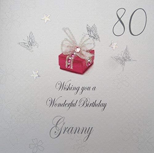 WHITE COTTON CARDS witte katoenen kaarten 80 Wensen u een prachtige, handgemaakte verjaardagskaart (oma, 80e)