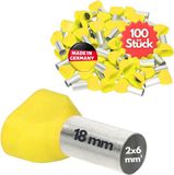 Kalitec 100 stuks AET618GE dubbele adereindhulzen geïsoleerd 2x6,0mm² 18mm lang geel