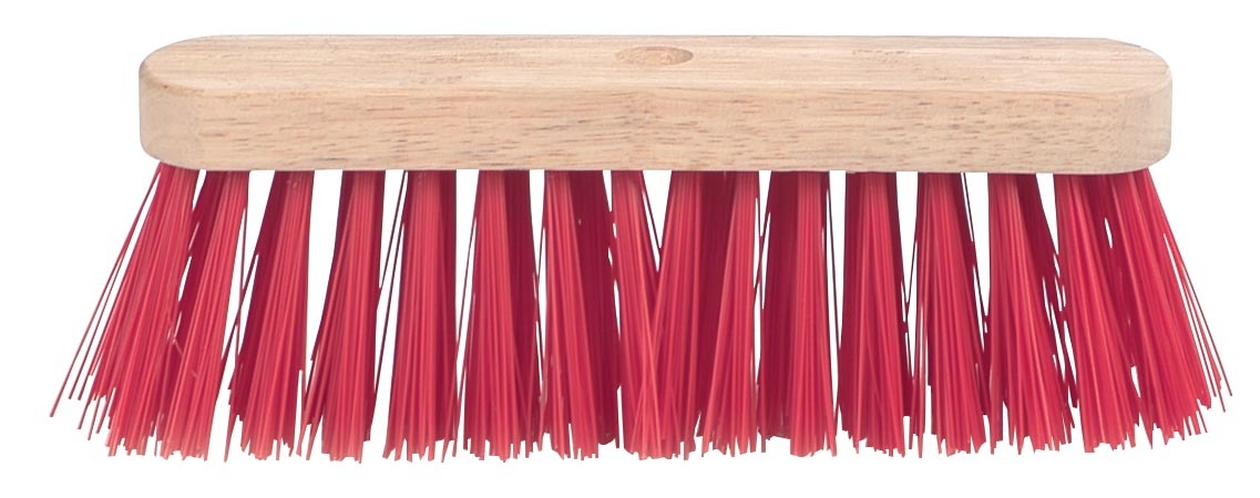 - Schuurborstel met PVC haren uit ongelakt hout 29 cm