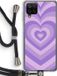 Case Company® - Samsung Galaxy A12 Case with Cord - Heart Purple - Black Cord - Full Protection