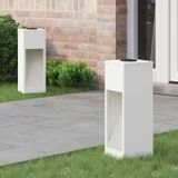 vidaXL Led-padverlichting op zonne-energie, 2 stuks, wit, koudgewalst staal, moderne zonne-verlichting voor tuin en terras, duurzame verlichting, omgevingslichtsensor, led-straatverlichting