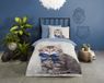Good Morning dekbedovertrek paarden en roze bloemen - 1 persoons 140x200/220 cm - Blauw - 100% Katoen renforcé