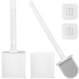 Merkloos Toiletborstels set van 2 stuks - wand- en staande toiletborstels met houder, wit silicone